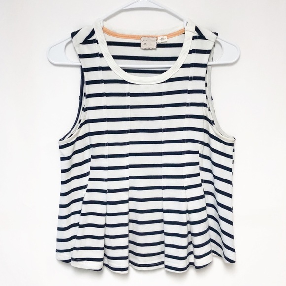 Anthropologie Postmark Stripe Peplum Pleated Tank - Picture 4 of 13